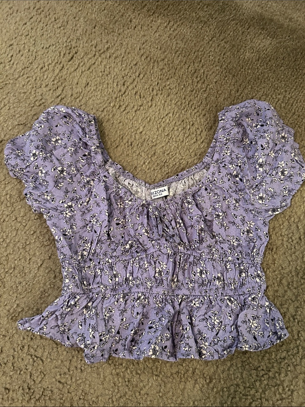 Arizona Jean Company Floral Smocked Peplum Crop Top